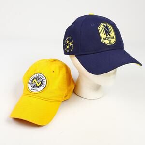 Pair of MLS Nashville SC Soccer Club New Era  Zephyr Strapback Hats Blue Yellow